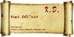 Kupi Dávid névjegykártya