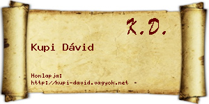 Kupi Dávid névjegykártya